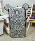 Case Minnie Luxo Orelha Strass Prata Galaxy J7 J700