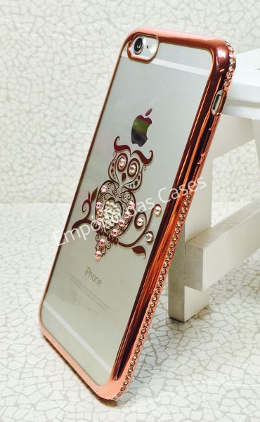 Case Coruja Rose Borda strass iphone 6 plus/6s Plus