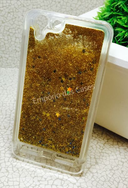 Case Água Glitter Dourado Lenovo K5