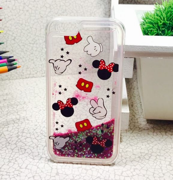 Case Mickey Minnie Star Aquario Glitter Pink Iphone 6/6s