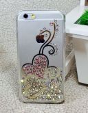 Case de Silicone Luxo Strass Corações iphone 6/6s