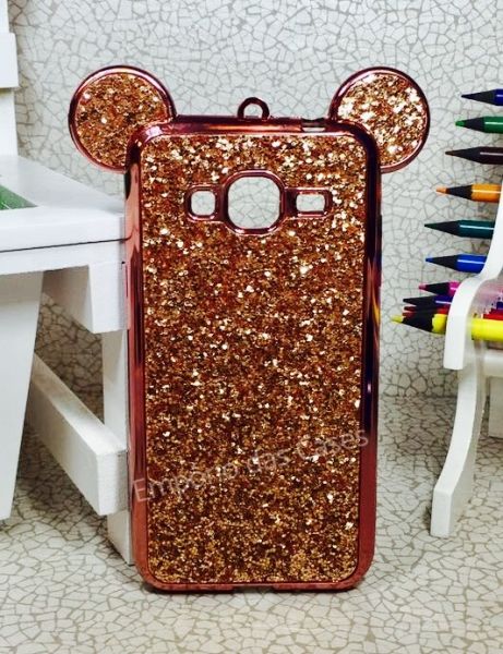 Case Minnie Luxo Orelha Strass Gold Galaxy J1