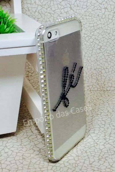 Case Luxo Fé com Strass Preto phone 5/5s/SE