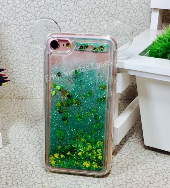 Case Orelha Glitter Verde Iphone 8