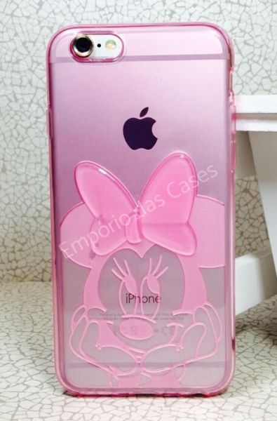 Case de Silicone Alto Relevo Minnie Rosa iPhone 6/6s