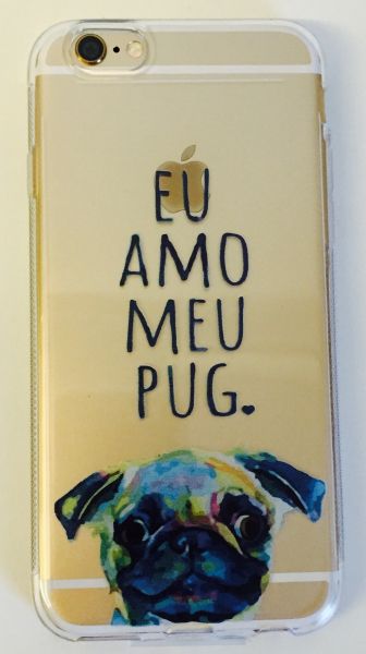 Case de Silicone Eu amo meu Pug Iphone 6