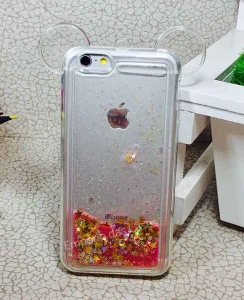 Case Orelha Glitter Rosa e Amarelo iphone 6/6s