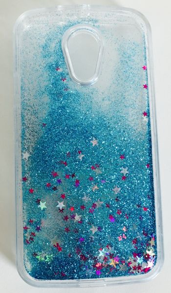 Case Água Glitter Star Azul Moto G2