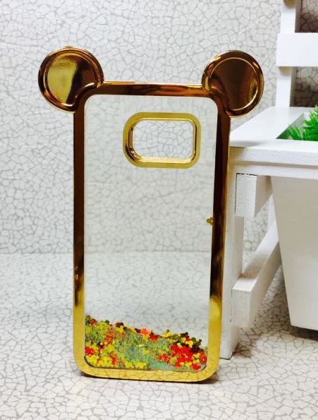 Case Água Glitter Orelha Gold Vermelha e Verde Galaxy S7