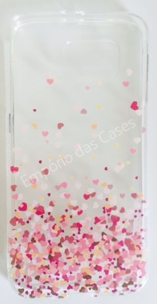 Case de Silicone Chuva de Corações Galaxy S6 Egde Plus