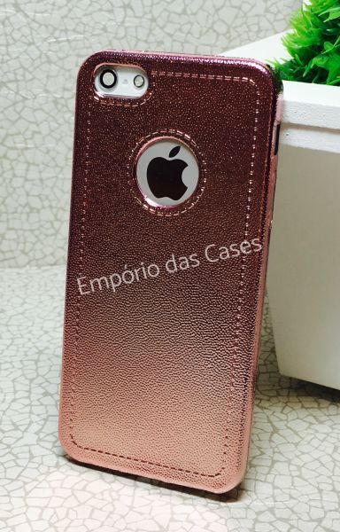 Case Flexível estilo Couro Rose iphone 5/5s/SE