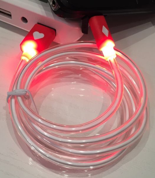 Cabo Carregador USB LED Vermelho iPhone 5/5s, 5c, 6 e 6 plus, ipad