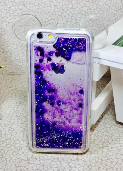 Case Orelha Glitter Roxo iphone 6/6s